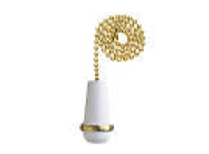 16103 - White Wooden Cone 12-in Brass Pull Chain