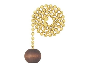16107 - Wooden Ball 12-in Brass Pull Chain