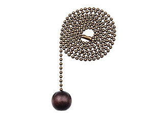 16108 - Wooden Ball 36-in Brass Pull Chain