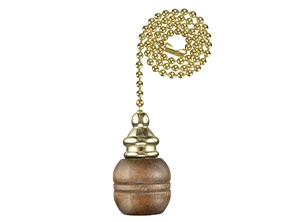 16101 - Wooden Ball 12-in Brass Pull Chain