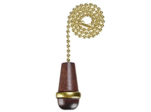 16102 - Wooden Cone 12-in Brass Pull Chain