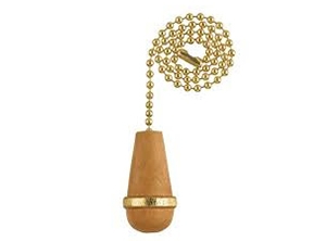 16106 - Nature Wooden Cone 12-in Brass Pull Chain