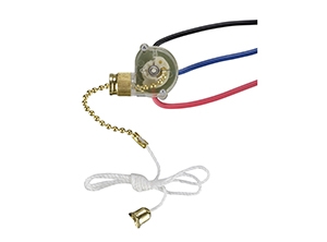 15207 - 3-Way Fan Light Switch with Polished Brass Pull Chain