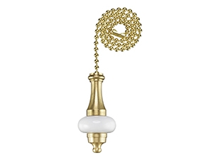 16303 - White Accent 12-in Brass Pull Chain