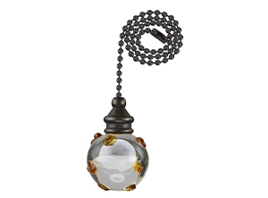 16403 - Clear and Amber Swirls Glass Orb 12-in Bronze Pull Chain