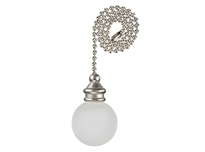 16401 - White Glass Nickel 12-in Pull Chain