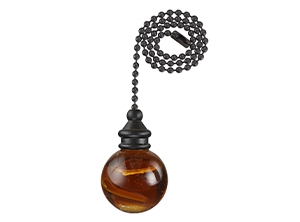 16402 - Amber Alabaster Glass 12-in Bronze Pull Chain
