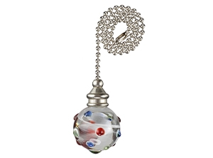 16404 - White Swirl and Multi- Color 12-in Nickel Pull Chain