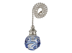16405 - Clear and Blue Swirl Glass Orb 12-in Nickel Pull Chain